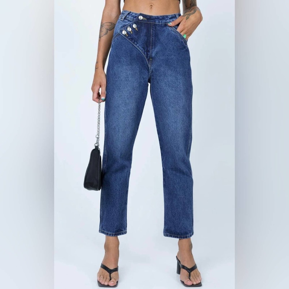 PRINCESS POLLY | NWT Asymmetric Button Fly Mom Jeans | 2